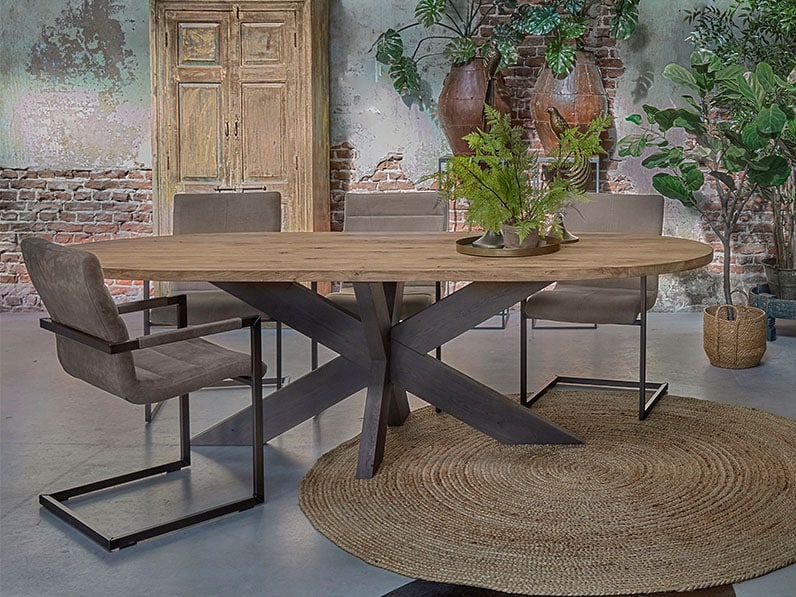 Dining room table BIG oval, wooden Spider leg (4 cm thick)