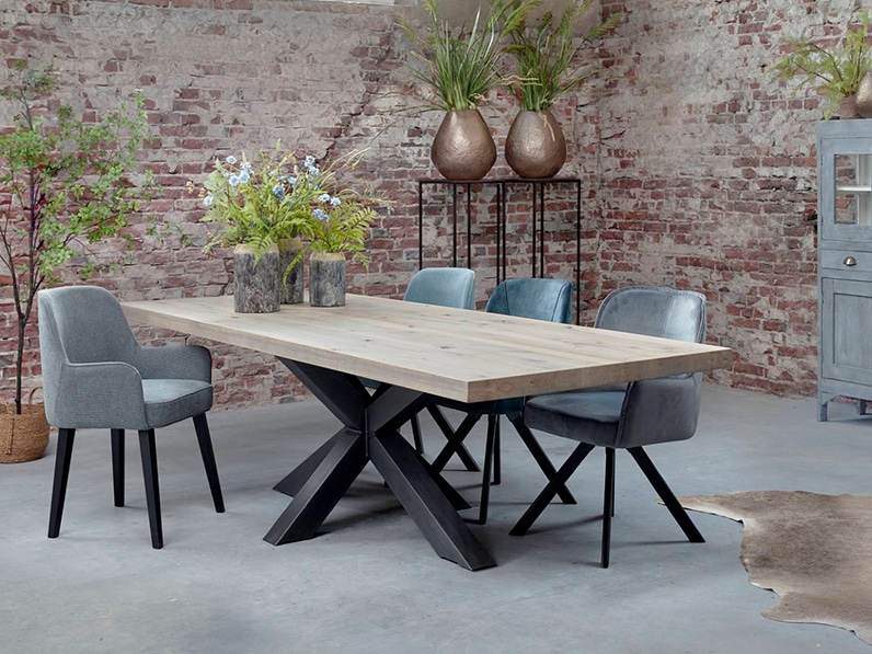 Dining room table BIG straight, metal spider leg (6 cm thick)