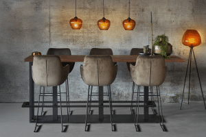 Sgabello da bar alto grigio Max (81 cm) con gambe a slitta per tavolo da bar